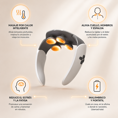 NeckRelief Pro™ – Masajeador Cervical Inteligente con Calor Infrarrojo, Alivio del Dolor y Uso Manos Libres