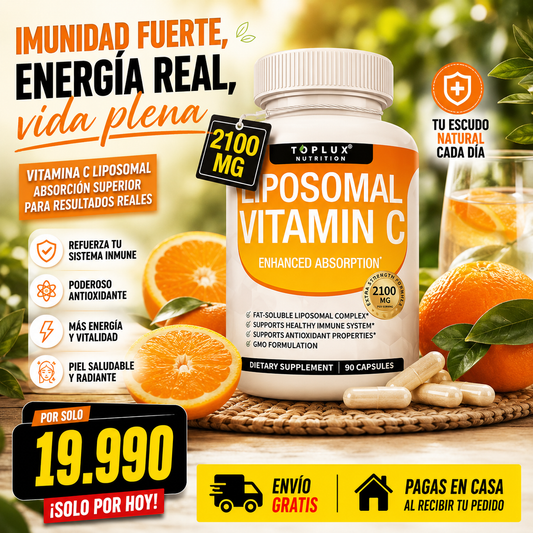 TOPLUX™ Nutrition – Vitamina C Liposomal de Alta Potencia, Fórmula Sin GMO, Protección Inmune y Energía Diaria
